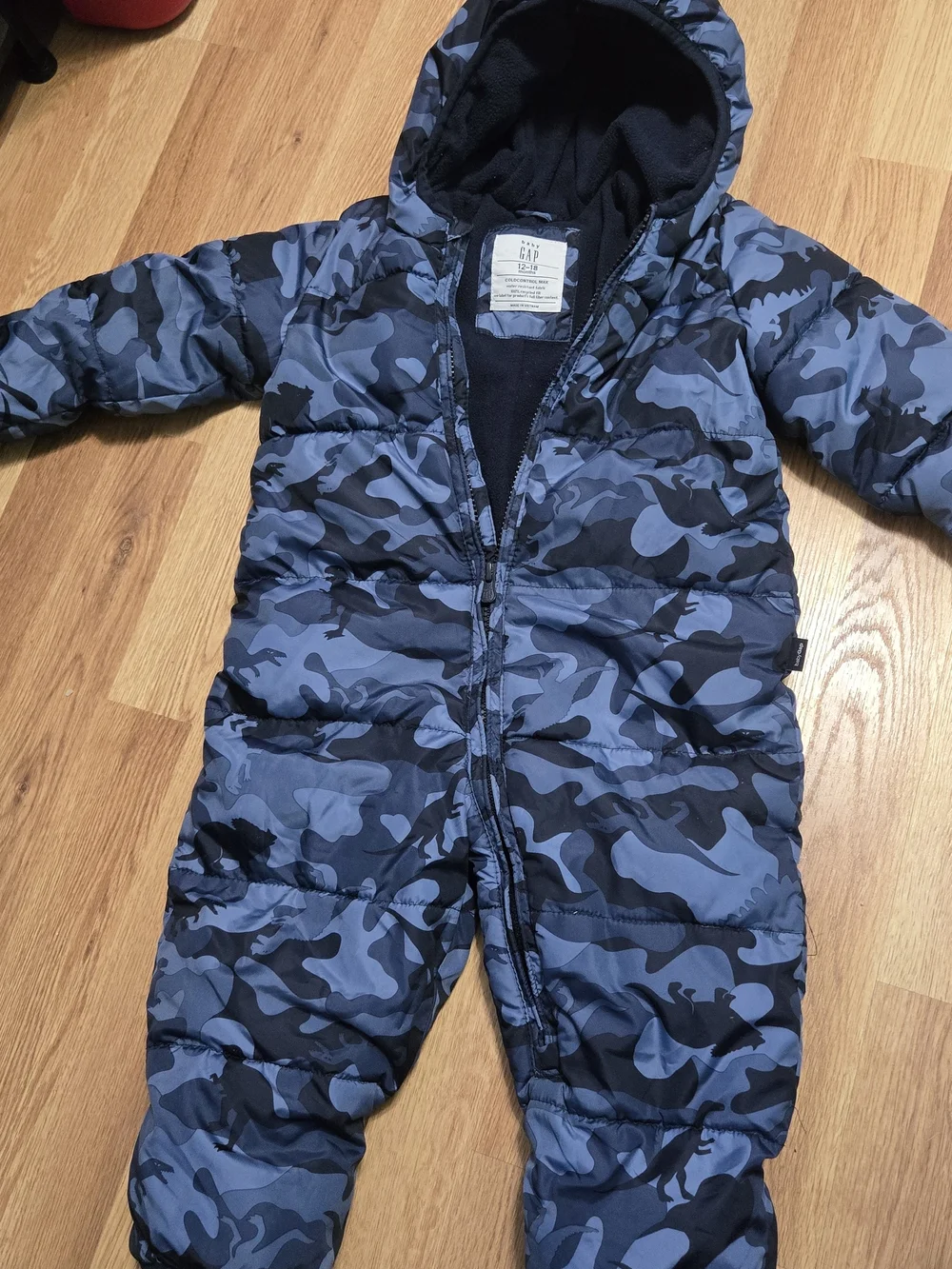 GAP Blue Camo Hooded One-Piece Snowsuit